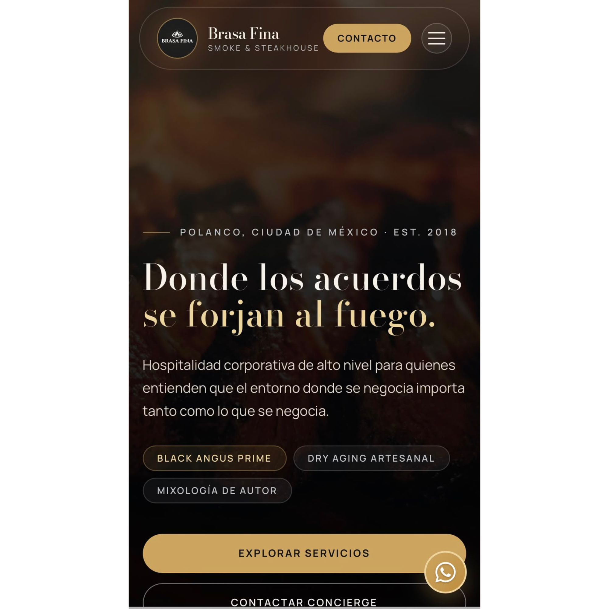Diseño web responsive para restaurante Brasa Fina con menú digital