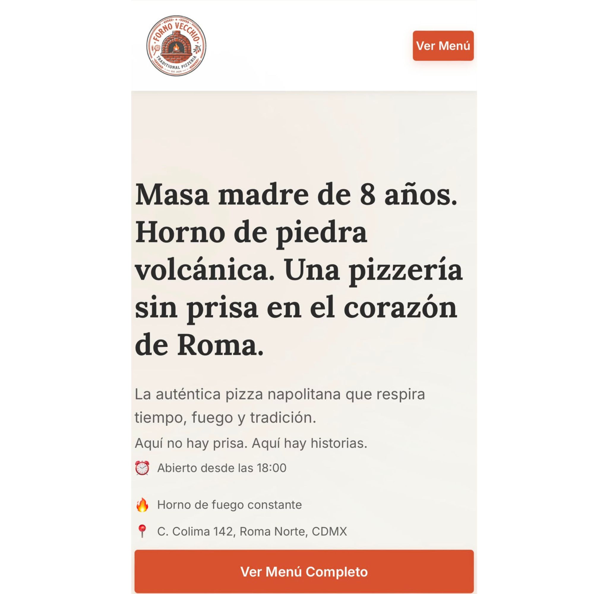 Diseño web para restaurante italiano Forno Vecchio