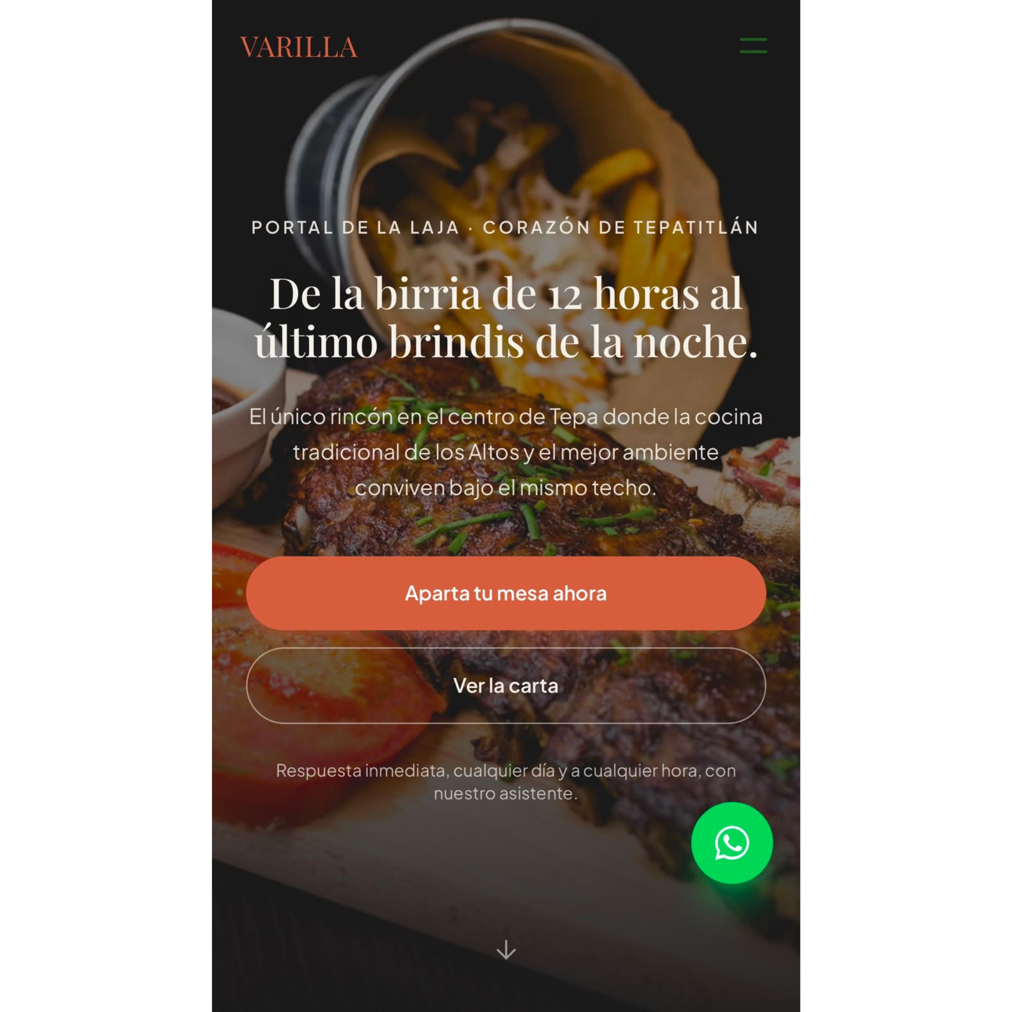 Diseño web para restaurante Varilla