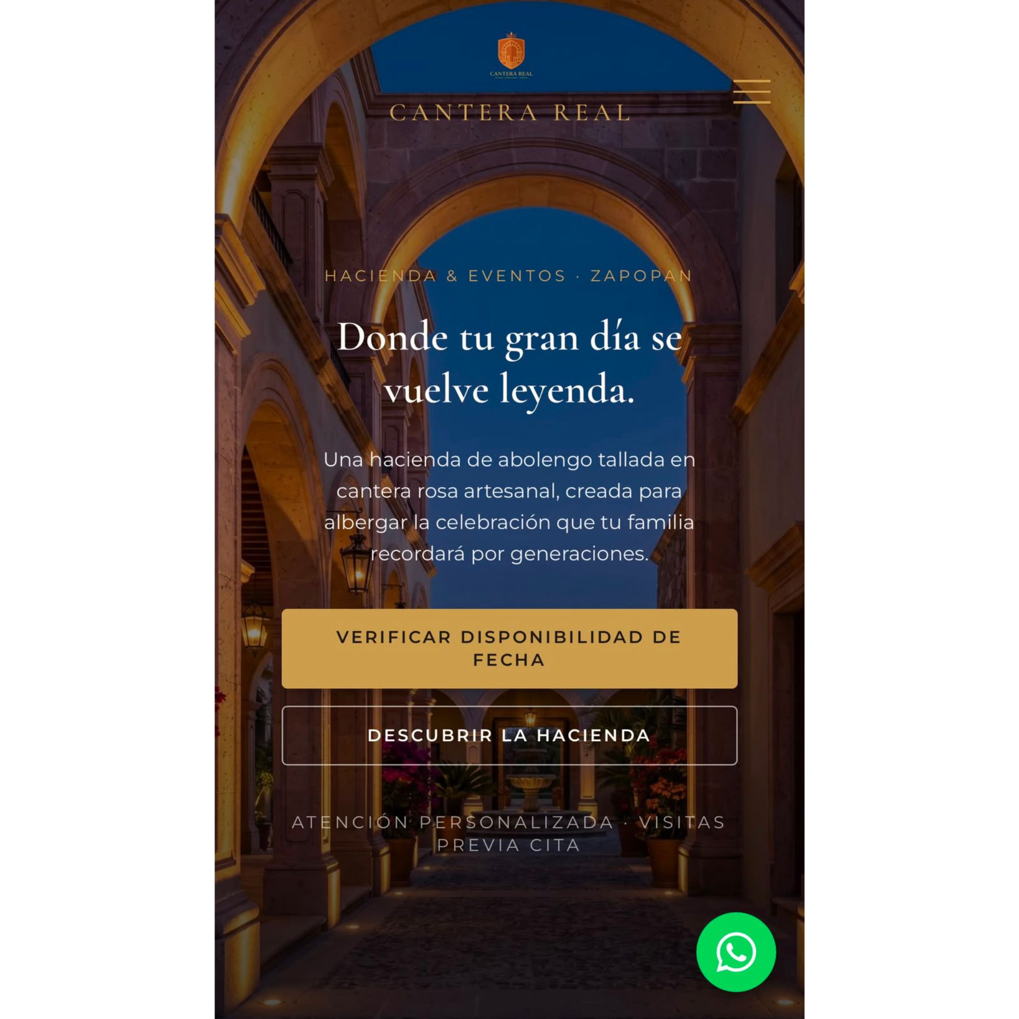 Diseño web para salón de eventos Terraza Cantera Real
